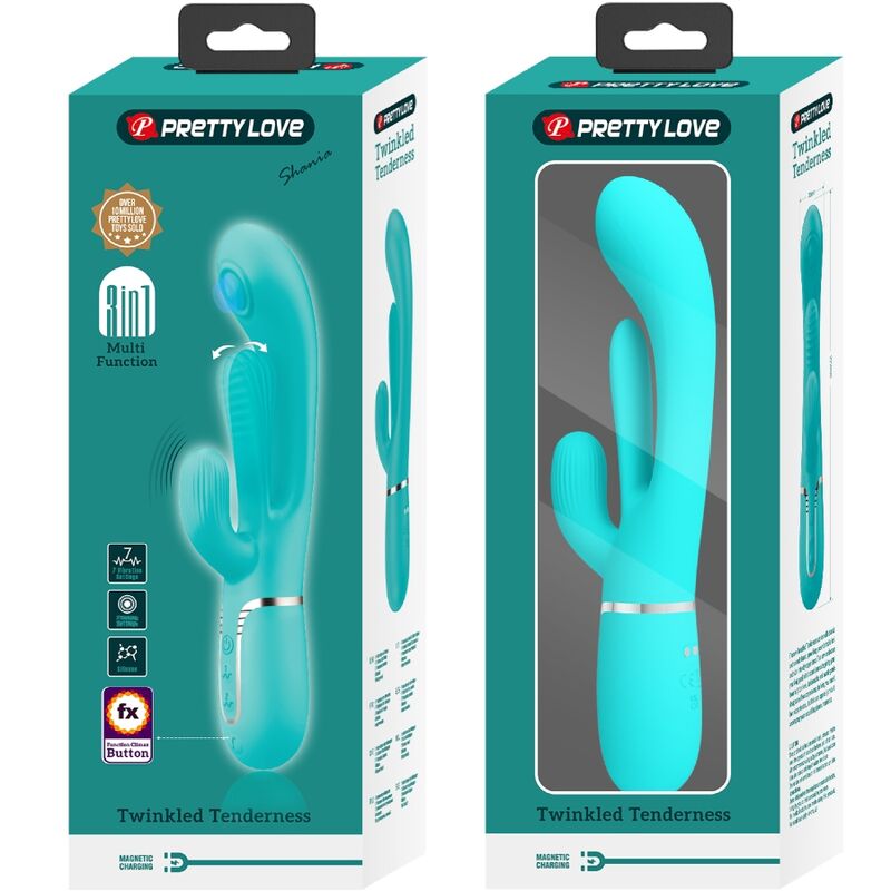 PRETTY LOVE - SHANIA TRIPLE RABBIT MULTIFUNCIONAL VIBRADOR 3 EM 1 AZUL