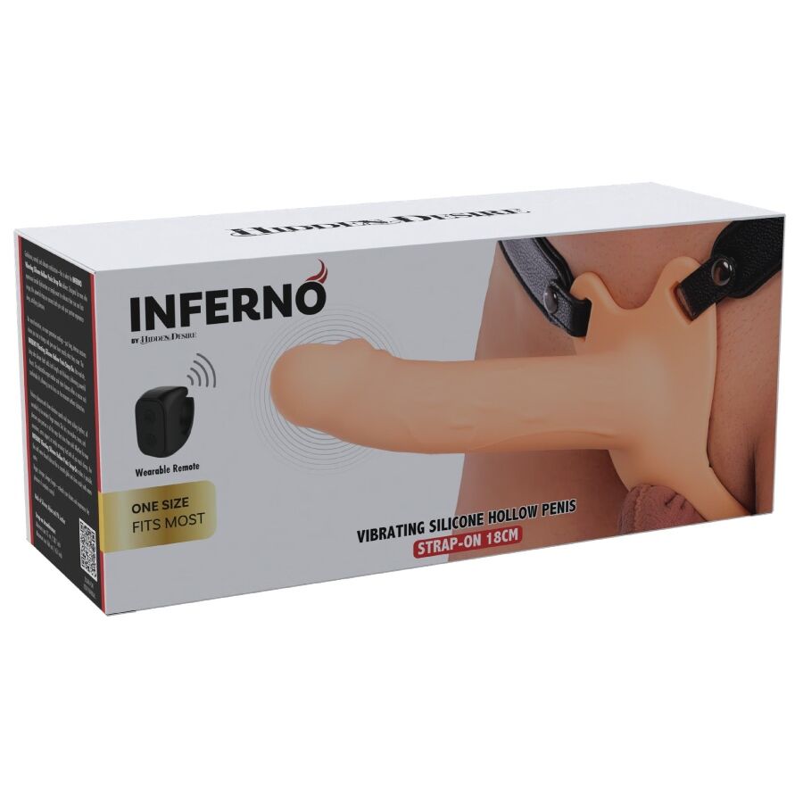 HIDDEN DESIRE - INFERNO MANGA PENIANA VIBRATÓRIA COM STRAP-ON 18 CM