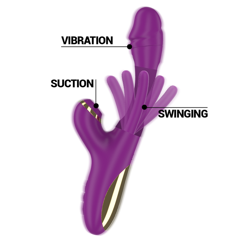 INTENSE - ATENEO VIBRADOR MULTIFUNÇÕES RECARREGÁVEL 7 VIBRAÇÕES COM LÍNGUA OSCILANTE E SUCÇÃO ROXA
