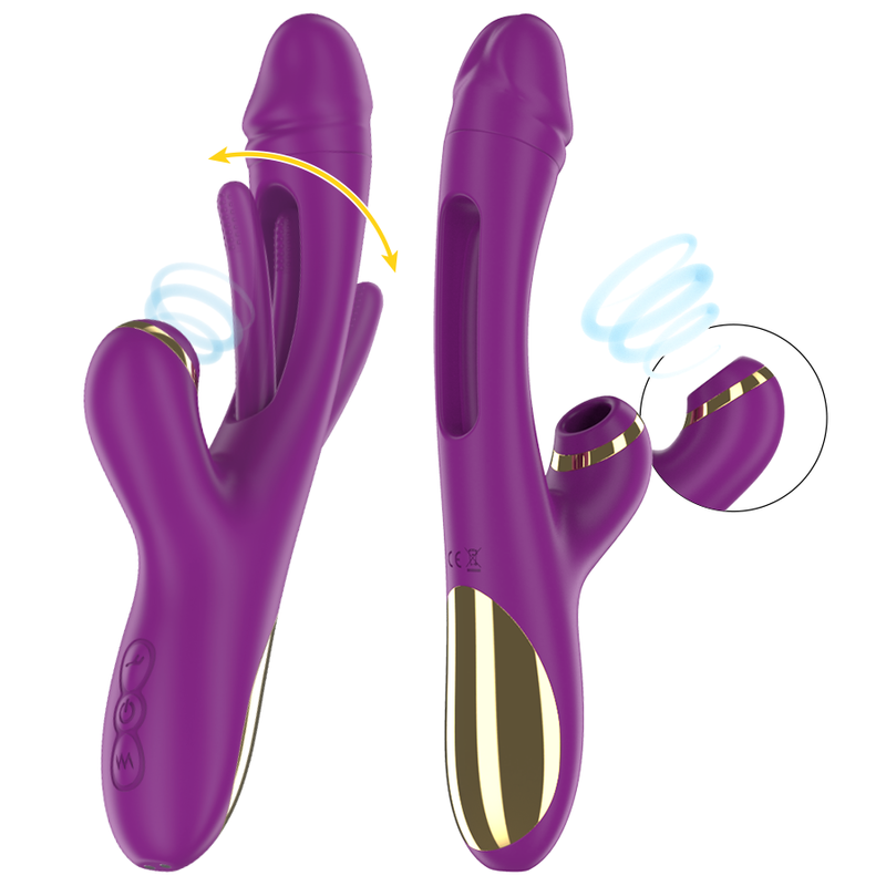 INTENSE - ATENEO VIBRADOR MULTIFUNÇÕES RECARREGÁVEL 7 VIBRAÇÕES COM LÍNGUA OSCILANTE E SUCÇÃO ROXA
