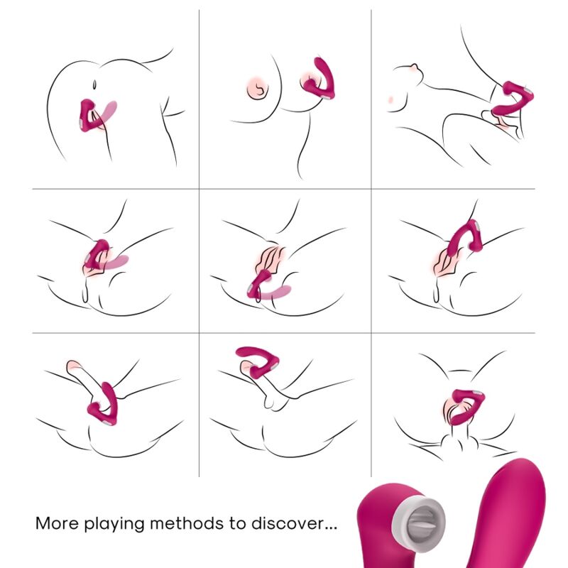 ARMONY - SECRETKISS LIMPEZA VIBRATÓRIA NO CLITÓRIS E VIBRADOR CURVO FÚCSIA