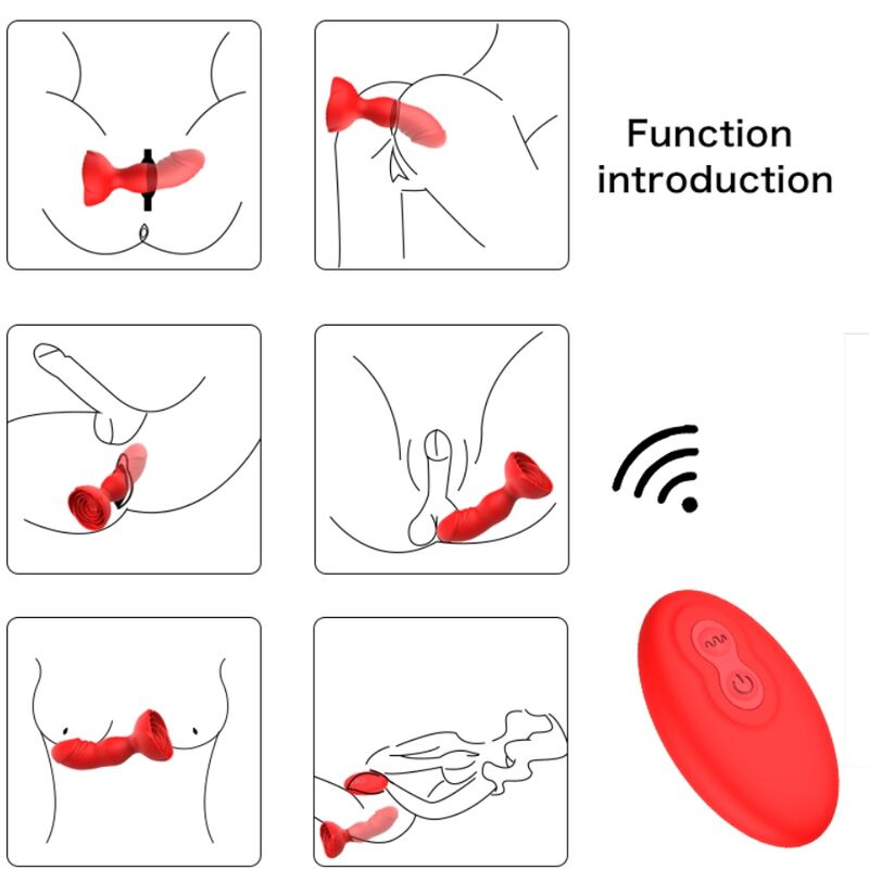 ARMONY -  EXTREME A BLOOM VIBRADOR ROSE E PLUG ANAL CONTROLE REMOTO VERMELHO