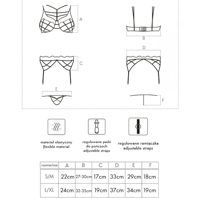 LIVCO CORSETTI FASHION - SOLEDAD LC 20217 SUTIÃ + CALCINHA + CINTA LIGA L/XL