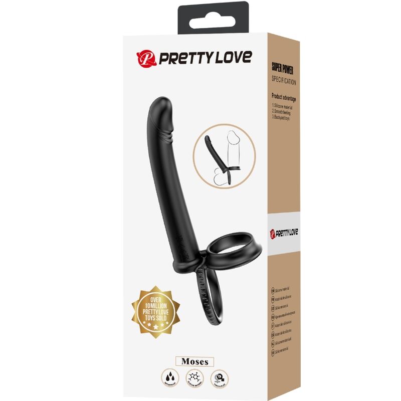 PRETTY LOVE - DILLION ANEL DUPLO DE PÉNIS DUPLO DE DUPLA PENETRAÇÃO PRETO