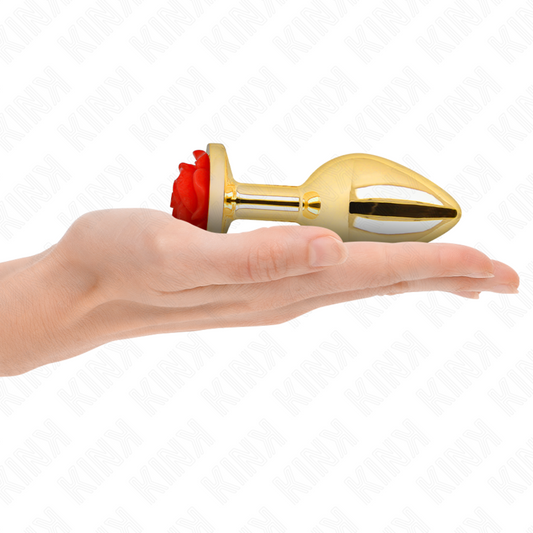 KINK - PLUG ANAL OURO ROSA VERMELHO TAMANHO L