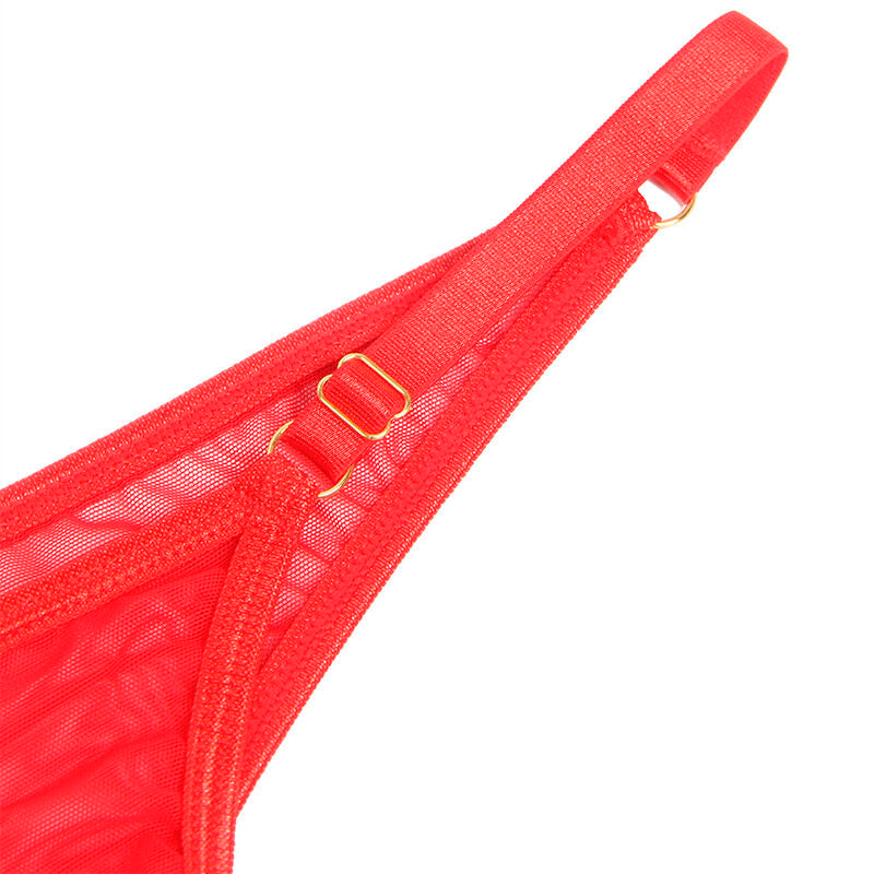 SUBBLIME - 955519 CONJUNTO DE SUTIÃ COM CORRENTES E MALHA CORAÇÃO VERMELHO S/M