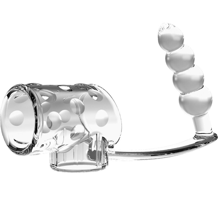 PRETTY LOVE - MANGA PARA PÊNIS COM PLUG ANAL TRANSPARENTE