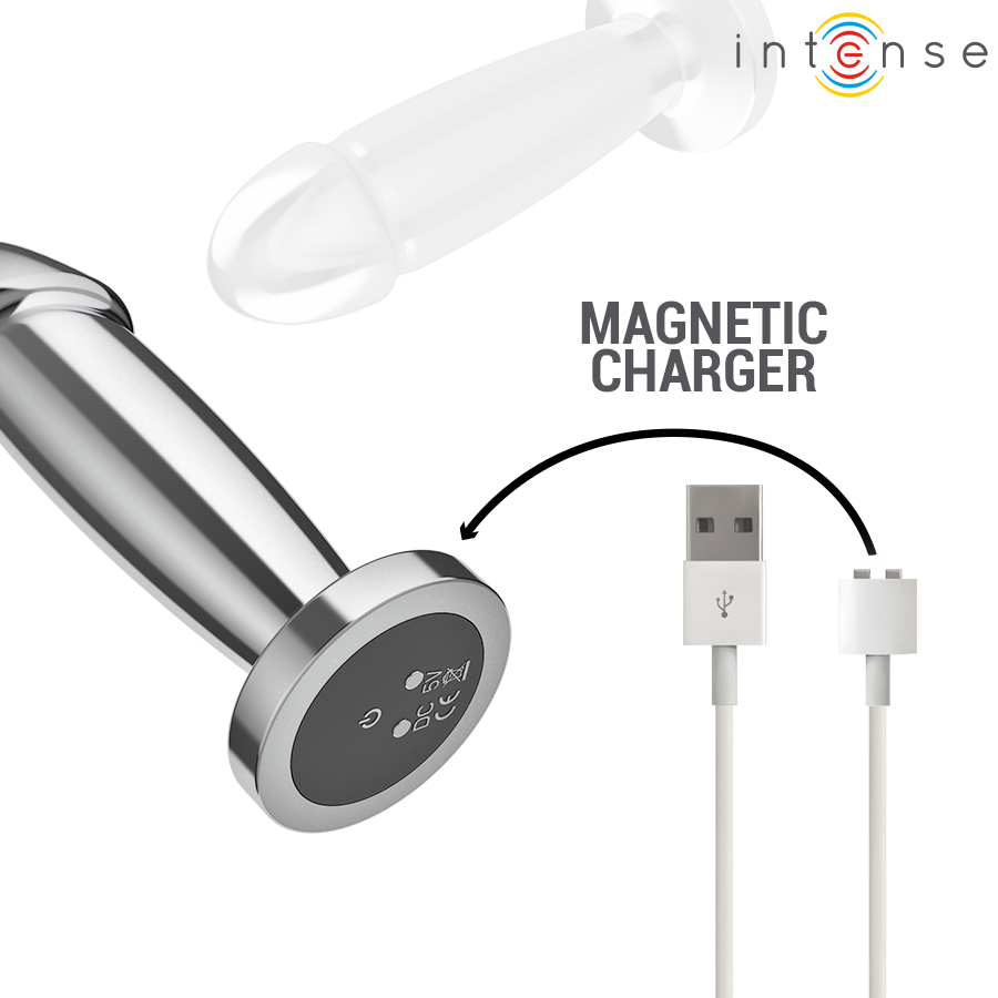 INTENSE - PLUG ANAL 10 VIBRAÇÕES DILDO DE METAL COM CONTROLE REMOTO S