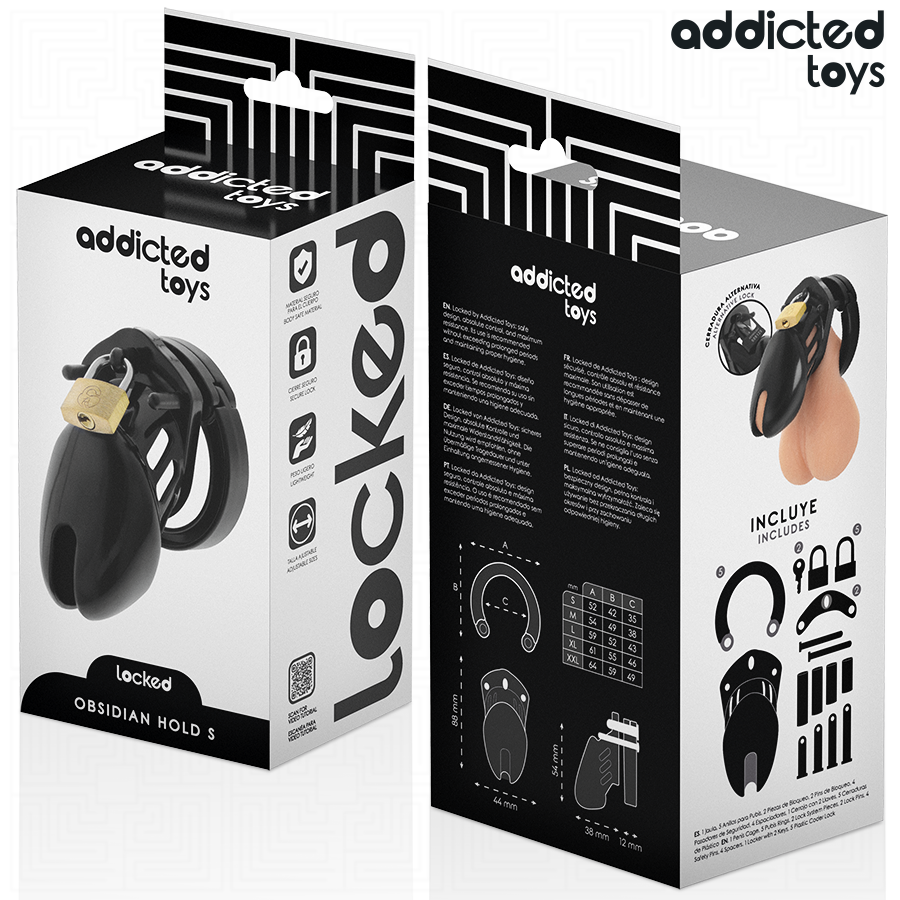 ADDICTED TOYS LOCKED - GAIOLA DE PÊNIS DE OBSIDIANA TAMANHO S