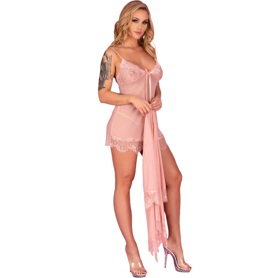 LIVCO CORSETTI FASHION - HYEONA 1710 BABYDOLL + TANGA ROSE L