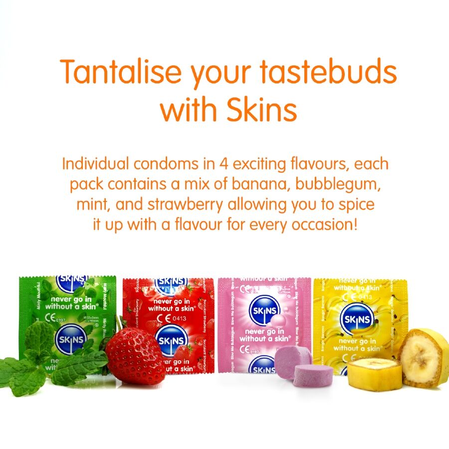 SKINS - PRESERVATIVOS PREMIUM MULTI SABORES PACOTE 4