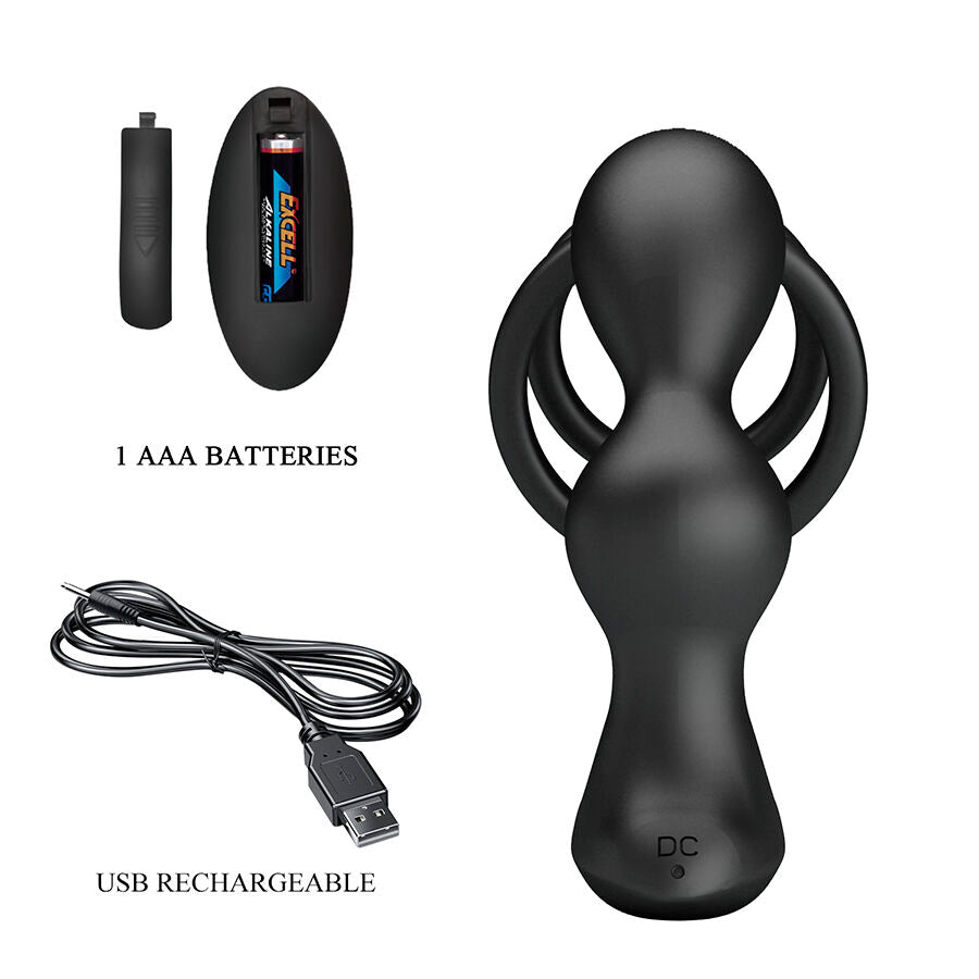 MR PLAY - PLUG ANAL VIBRATÓRIO COM ANEL PENIANO E CONTROLE REMOTO