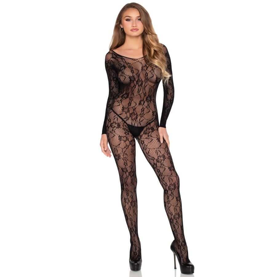 LEG AVENUE - 89366 BODY DE RENDA PRETO - TAMANHO ÚNICO
