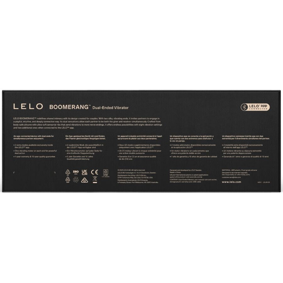 LELO - BOOMERANG VIBRADOR DE PONTA DUPLA VERMELHO CORAL
