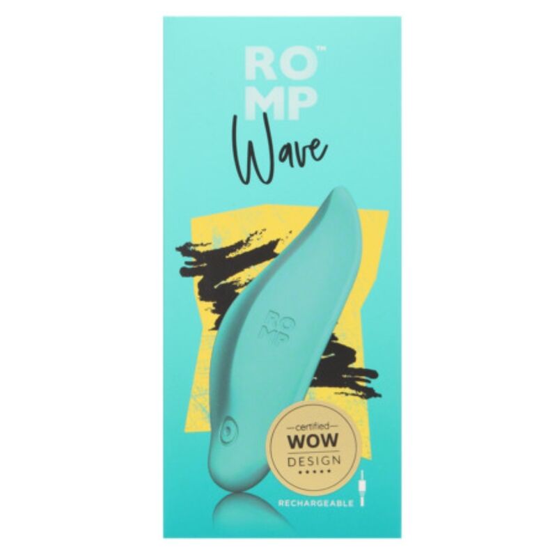 ROMP - WAVE VIBRADOR DE ONDAS, ESTIMULADOR CLITORIANO, FORMATO ERGONÔMICO, VERDE-ÁGUA